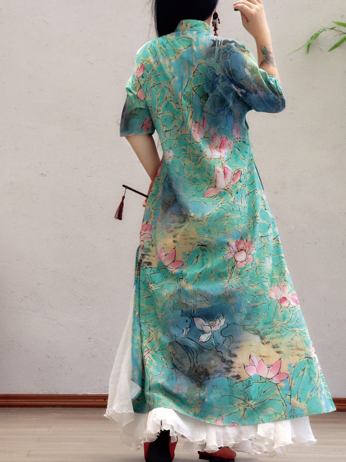 Lotus Flower Cotton Cheongsam