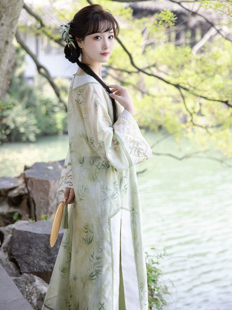 Green Bamboo Summer Cheongsam Set