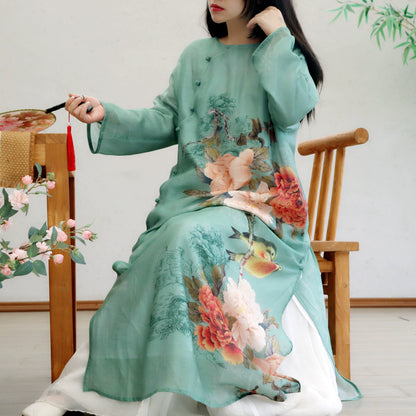 Flowers by the Pond Cotton Cheongsam