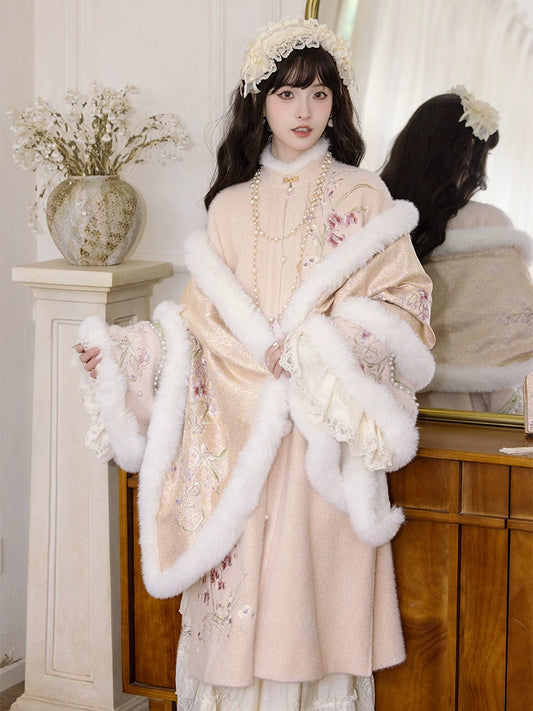 Pink Liling Ao | 立领袄 Top with Matching Shawl
