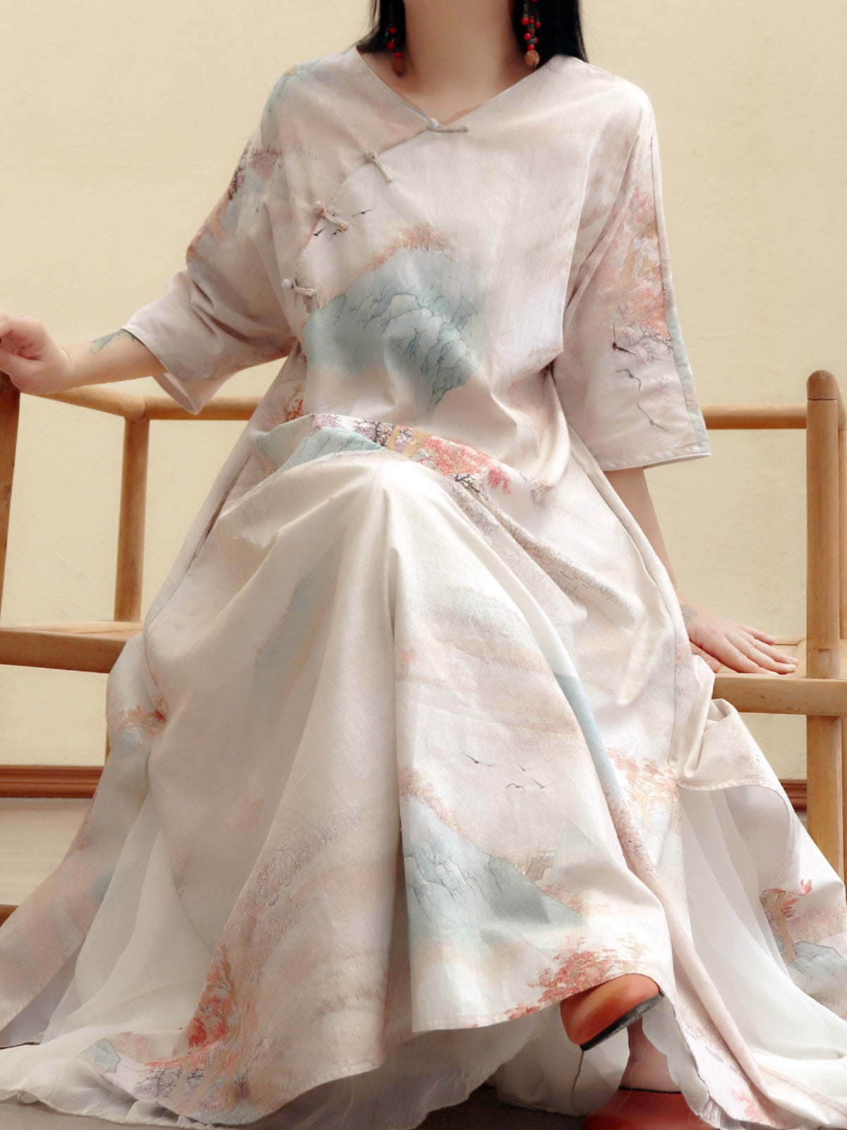 Sunset Returns to the Mountains Cotton Cheongsam
