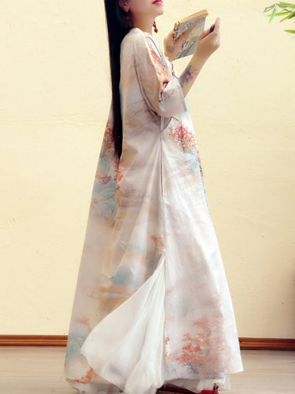 Sunset Returns to the Mountains Cotton Cheongsam
