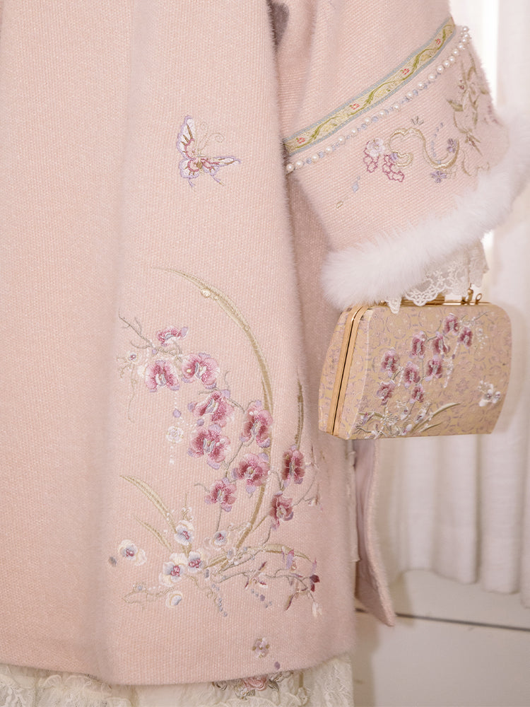 Pink Liling Ao | 立领袄 Top with Matching Shawl
