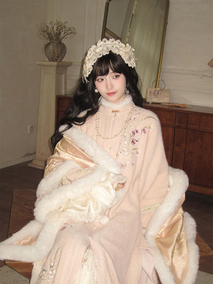 Pink Liling Ao | 立领袄 Top with Matching Shawl