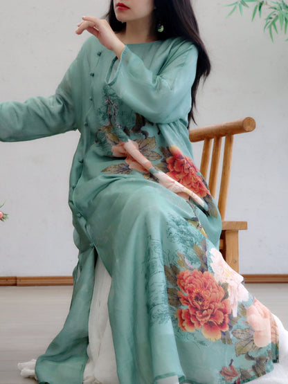 Flowers by the Pond Cotton Cheongsam