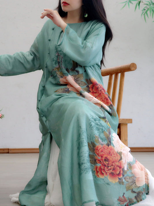 Flowers by the Pond Cotton Cheongsam