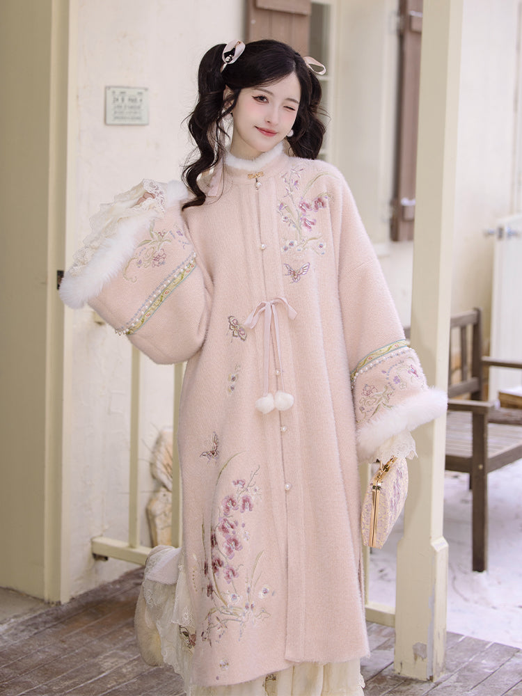 Pink Liling Ao | 立领袄 Top with Matching Shawl