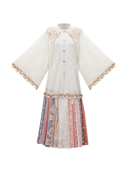 Modern Ming Dynasty Cloud Collar Top and Skirt Set