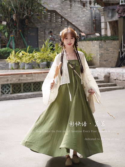 Tang Dynasty Cotton Dress and Banbi | 半臂 Set