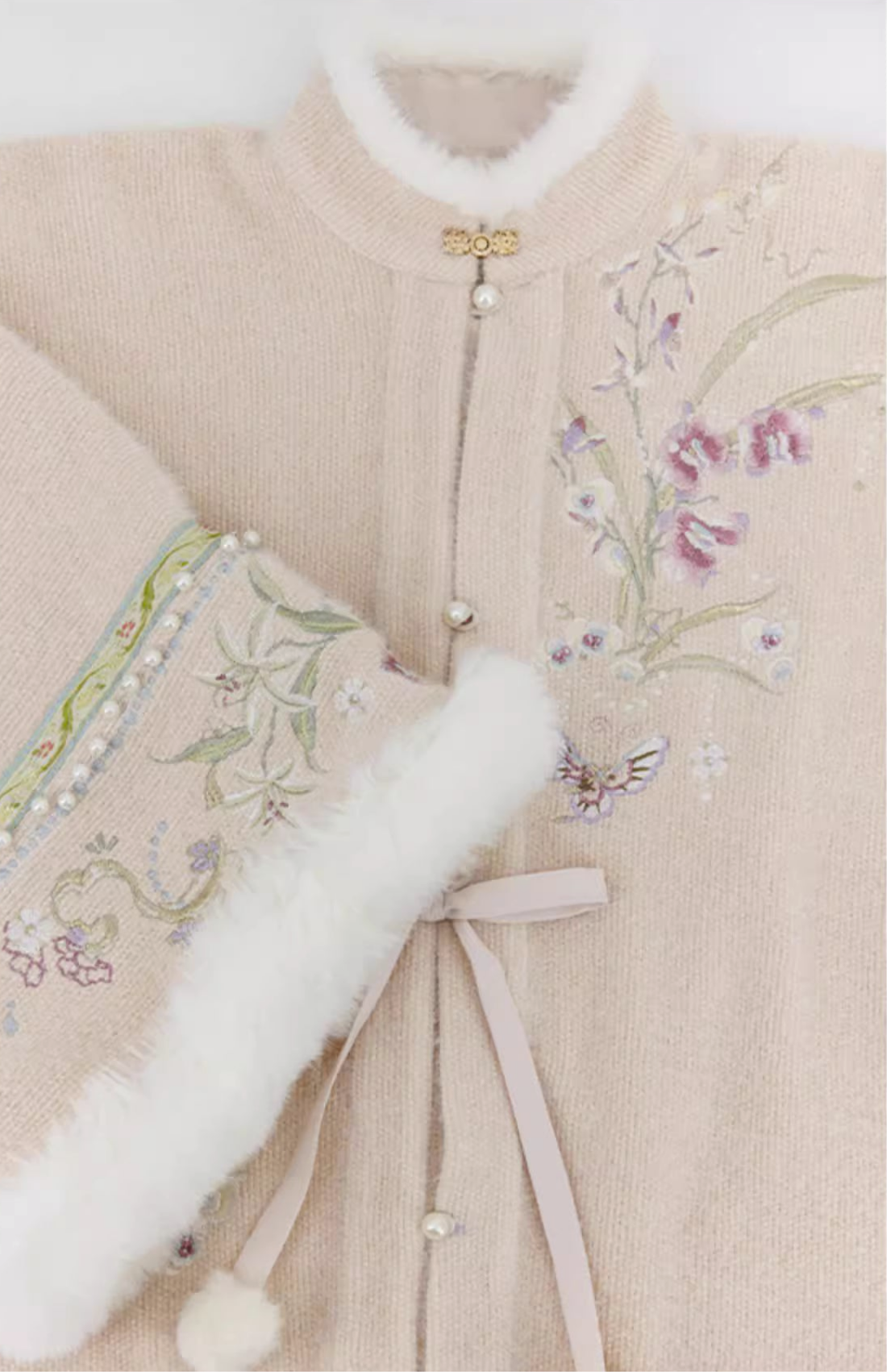 Pink Liling Ao | 立领袄 Top with Matching Shawl