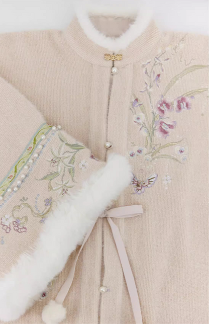 Pink Liling Ao | 立领袄 Top with Matching Shawl